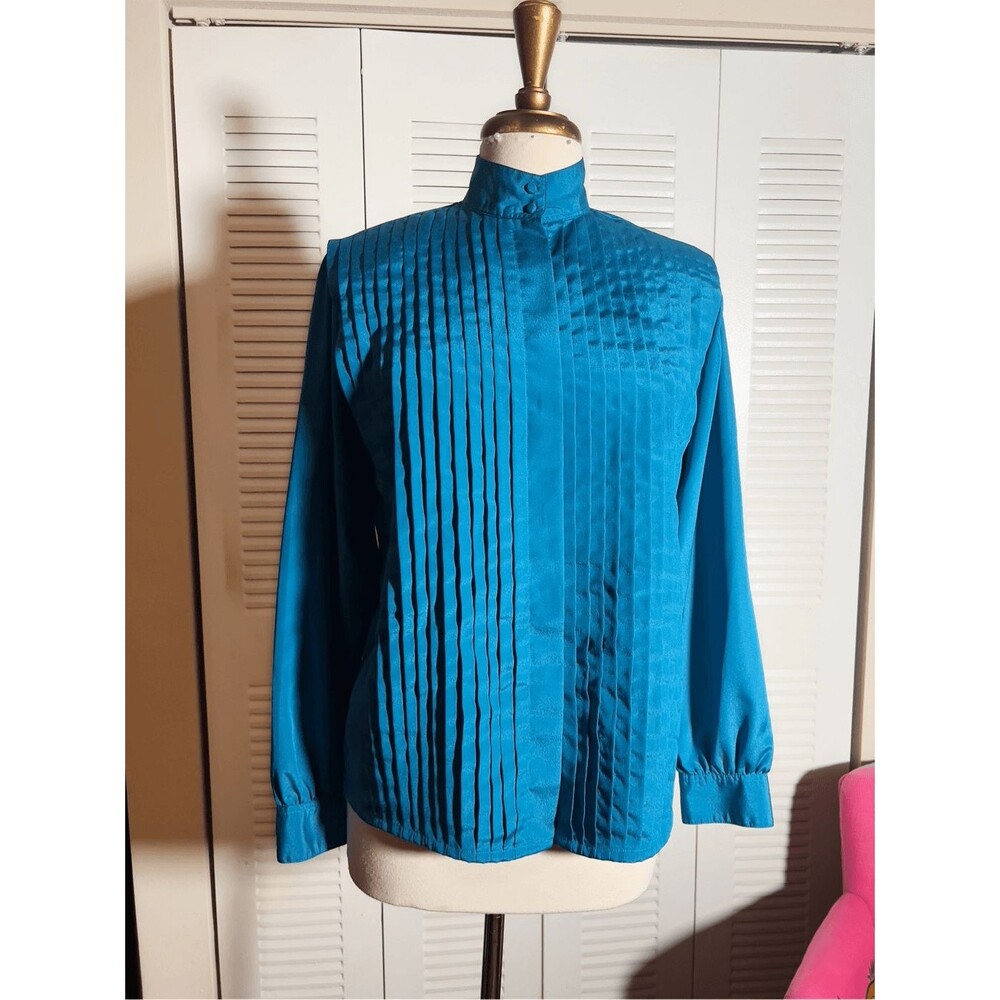 Classic Directions Blouse Size 10 VTG Pleated Satin Quiet Luxury Maximalist